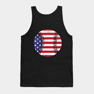 American Flag July 4th USA Baseball Lover Tank Top